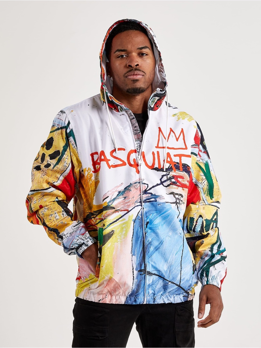 MEMBERS ONLY x Jean-Michel Basquiat Abstract Paint-Splatter Windbreaker - Size L